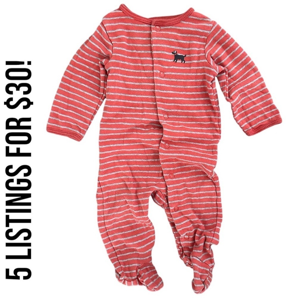 Carter’s Snap Down Dog Stripe Footies 6M Baby Boy EUC
Sleep & Play